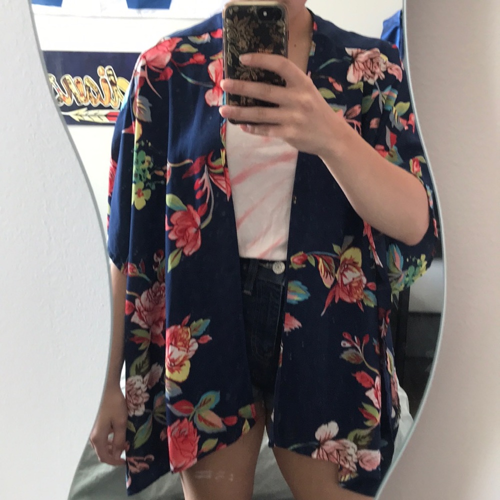 Blue Short sleeve kimono